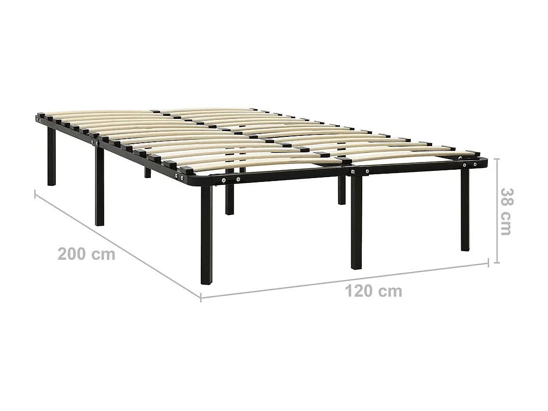 Lit simple | Lit adulte, enfant | Cadre de lit noir métal 120x200 cm