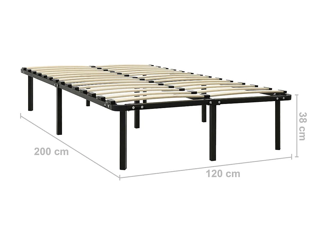 Lit simple | Lit adulte, enfant | Cadre de lit noir métal 120x200 cm
