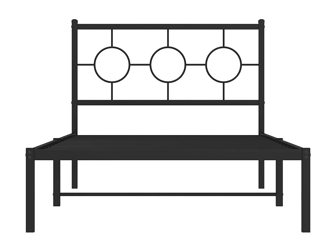 Lit simple | Lit adulte, enfant | Cadre de lit métal avec tête de lit noir 100x190cm