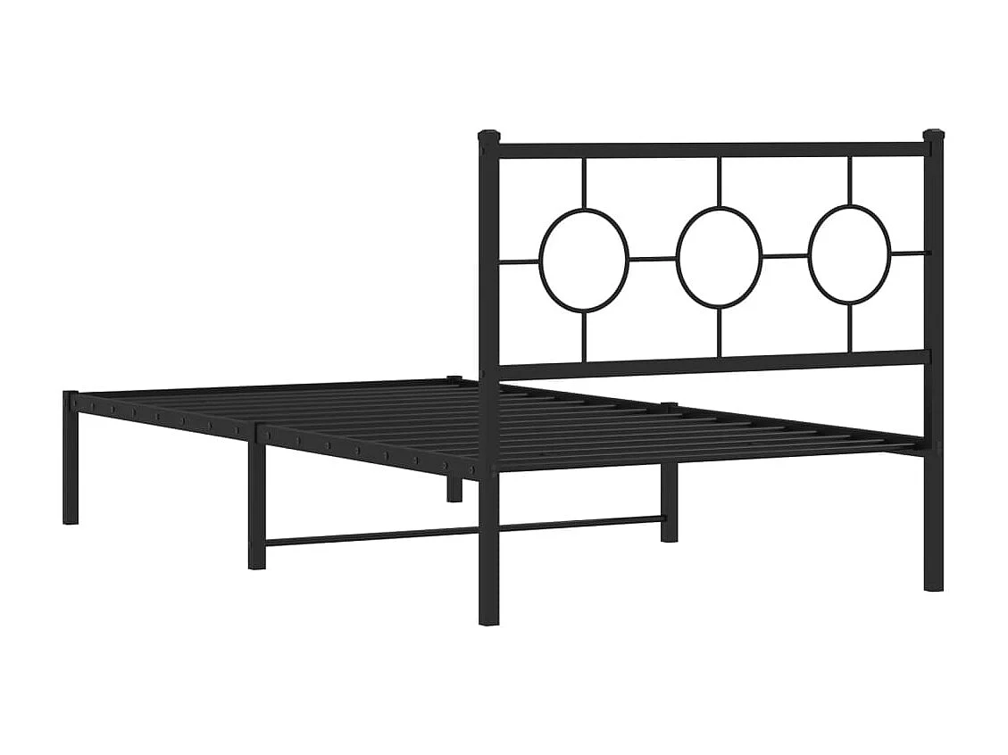 Lit simple | Lit adulte, enfant | Cadre de lit métal avec tête de lit noir 100x190cm