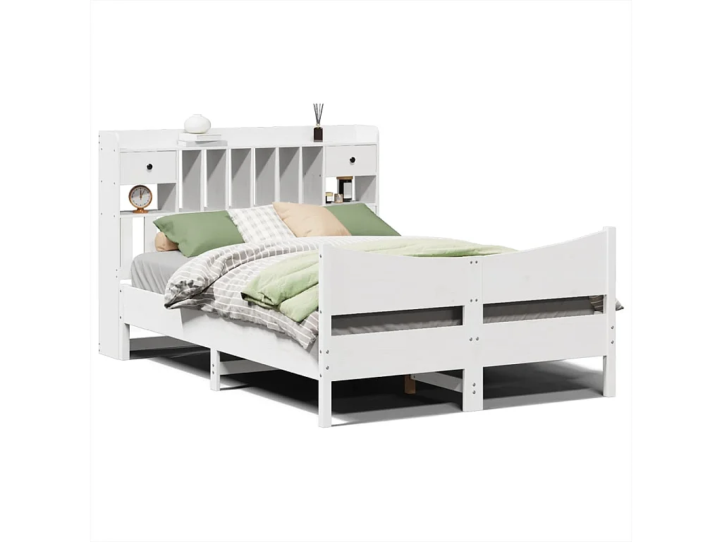 Letto per adulti | Letto matrimoniale | Giroletto senza Materasso Bianco 140x200 cm Legno Massello Pino