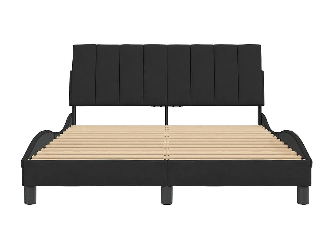 Letto per adulti | Letto matrimoniale | Giroletto senza Materasso Hanko Nero 140x190 cm in Velluto
