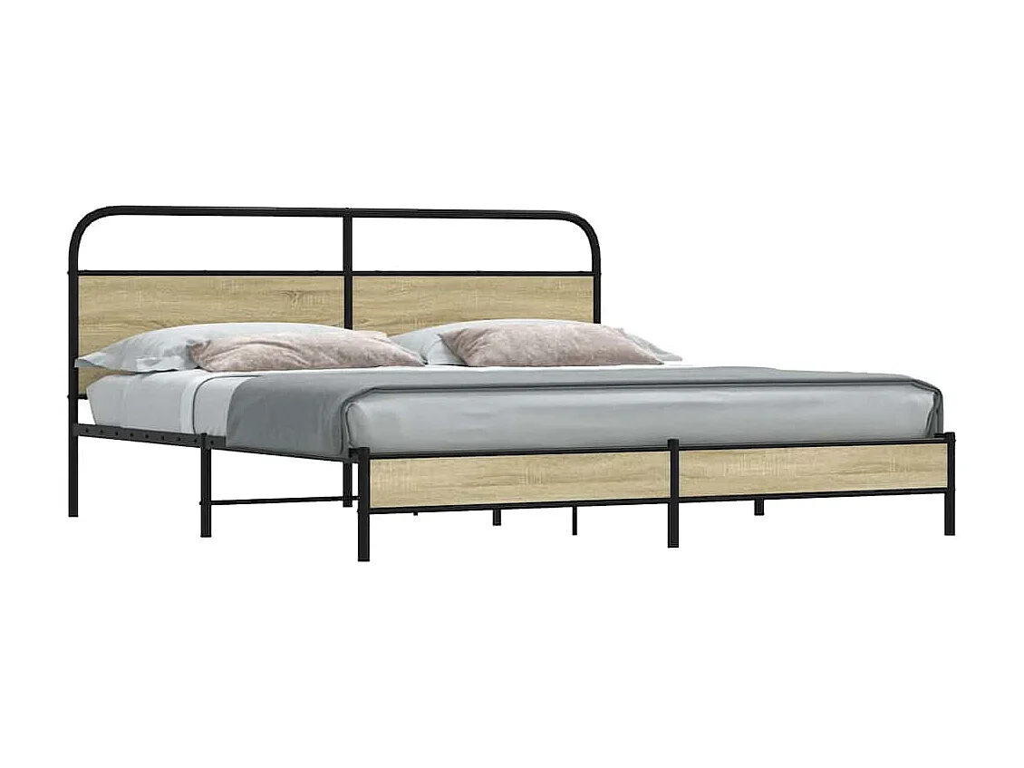 Letto per adulti | Letto matrimoniale | Giroletto senza Materaso in Metallo Rovere Sonoma 200x200 cm