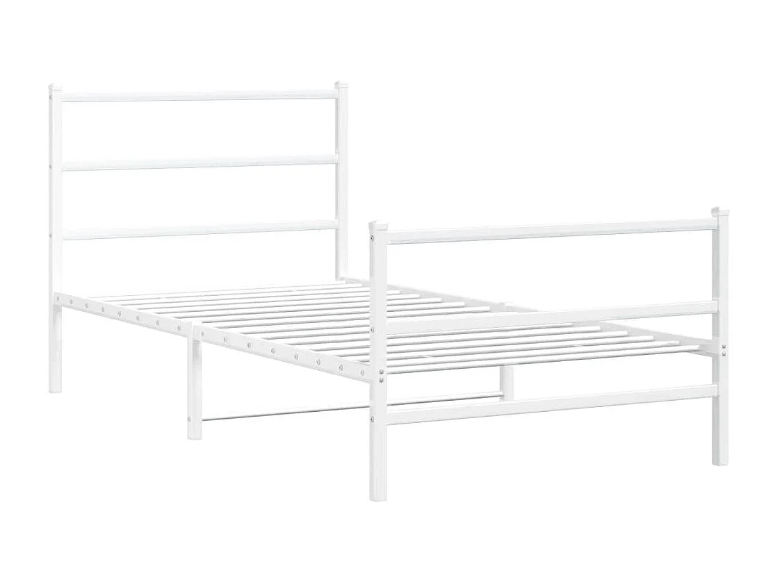 Lit simple | Lit adulte, enfant | Cadre de lit métal et pied de lit blanc 100x190 cm