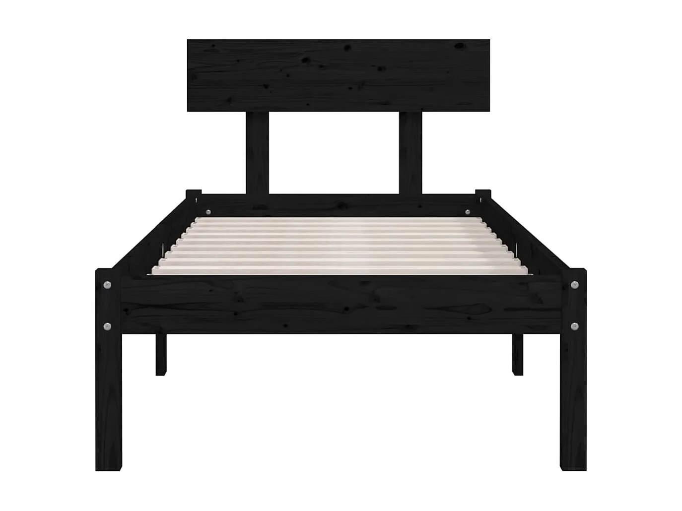 Lit simple | Lit adulte, enfant | Cadre de lit noir bois massif 90x200 cm