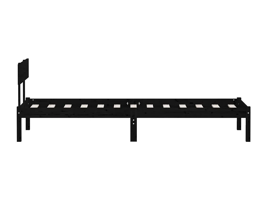 Lit simple | Lit adulte, enfant | Cadre de lit noir bois massif 90x200 cm