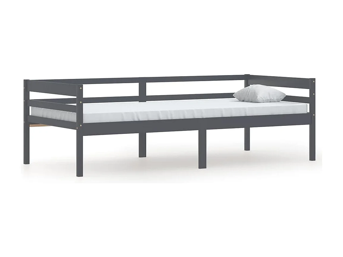 Lit simple | Lit adulte, enfant | Cadre de lit gris foncé bois pin massif 90x200cm