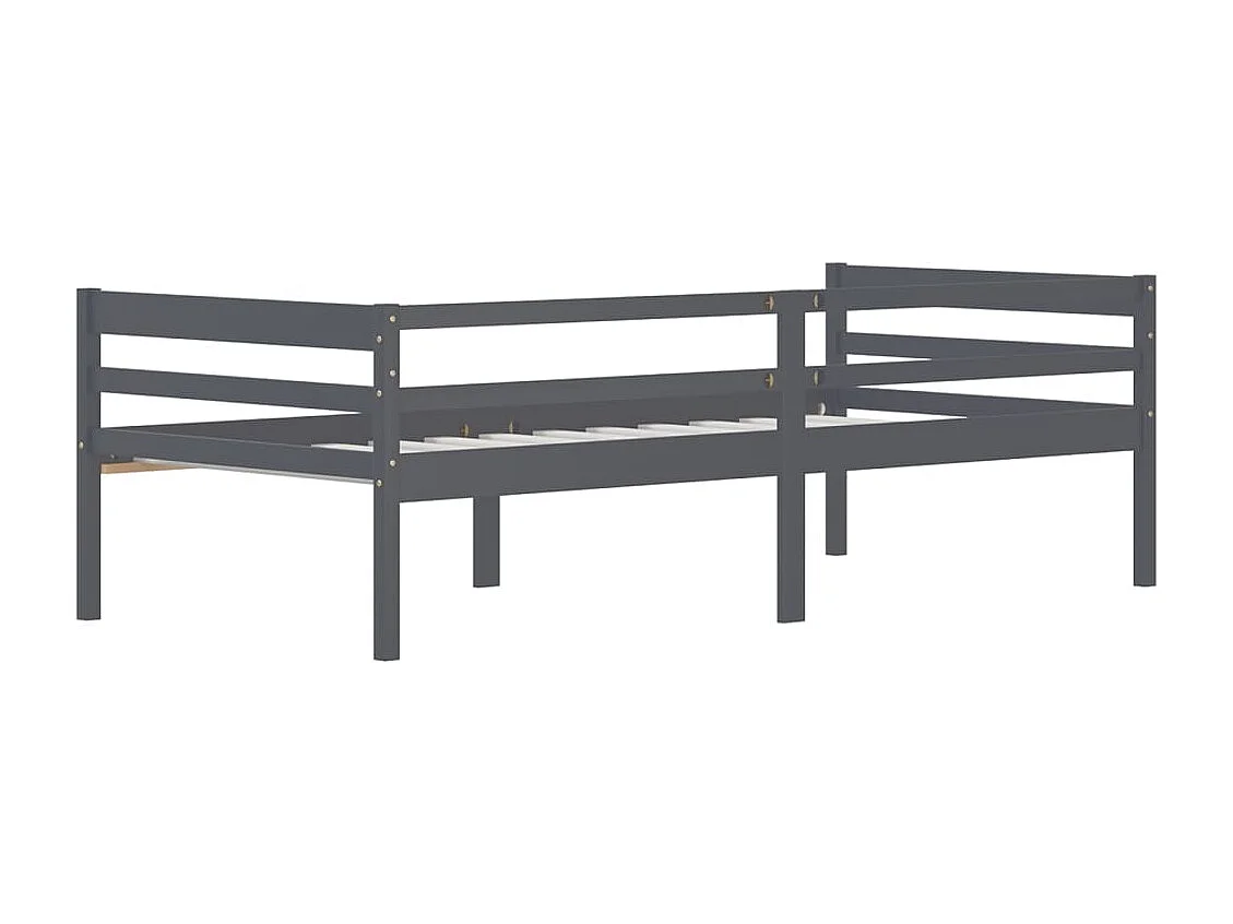 Lit simple | Lit adulte, enfant | Cadre de lit gris foncé bois pin massif 90x200cm