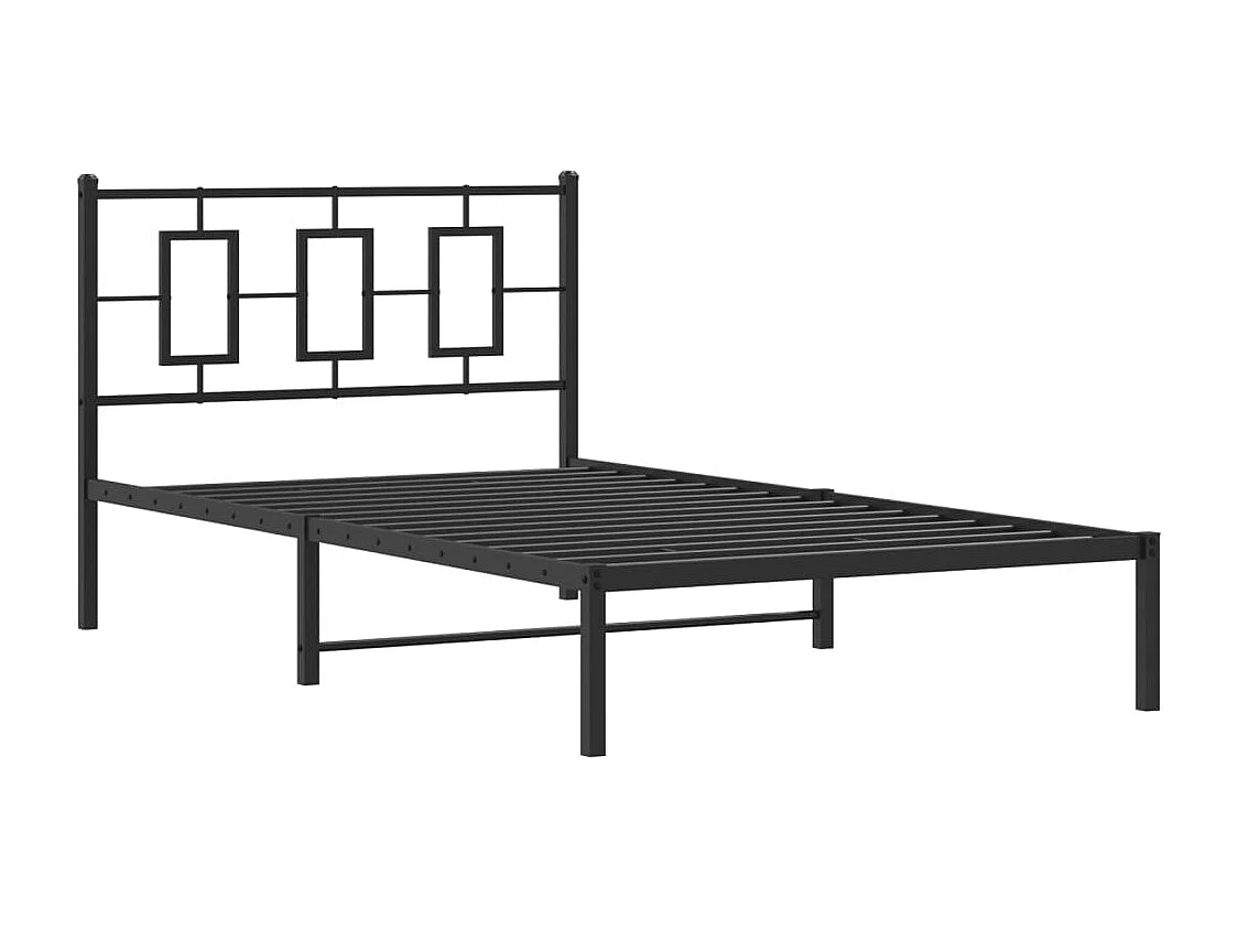 Lit simple | Lit adulte, enfant | Cadre de lit métal avec tête de lit noir 107x203cm