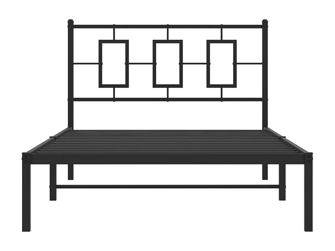 Lit simple | Lit adulte, enfant | Cadre de lit métal avec tête de lit noir 107x203cm