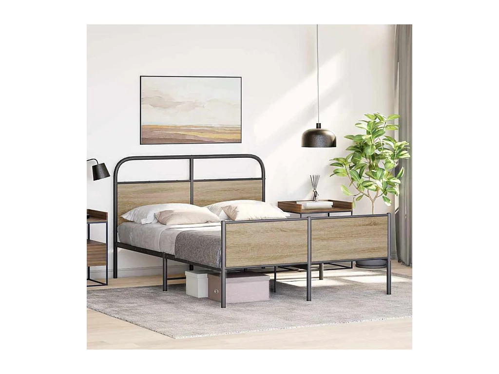 Letto per adulti | Letto singolo | Giroletto senza Materasso Rovere Sonoma 120x200cm in Truciolato