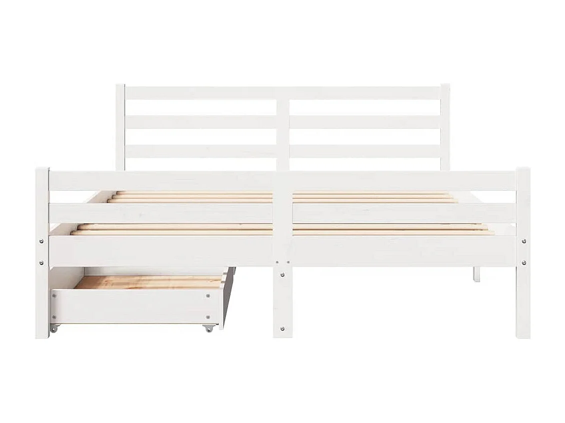 Lit double | Lit adulte | Cadre de lit blanc 150x200 cm bois de pin massif
