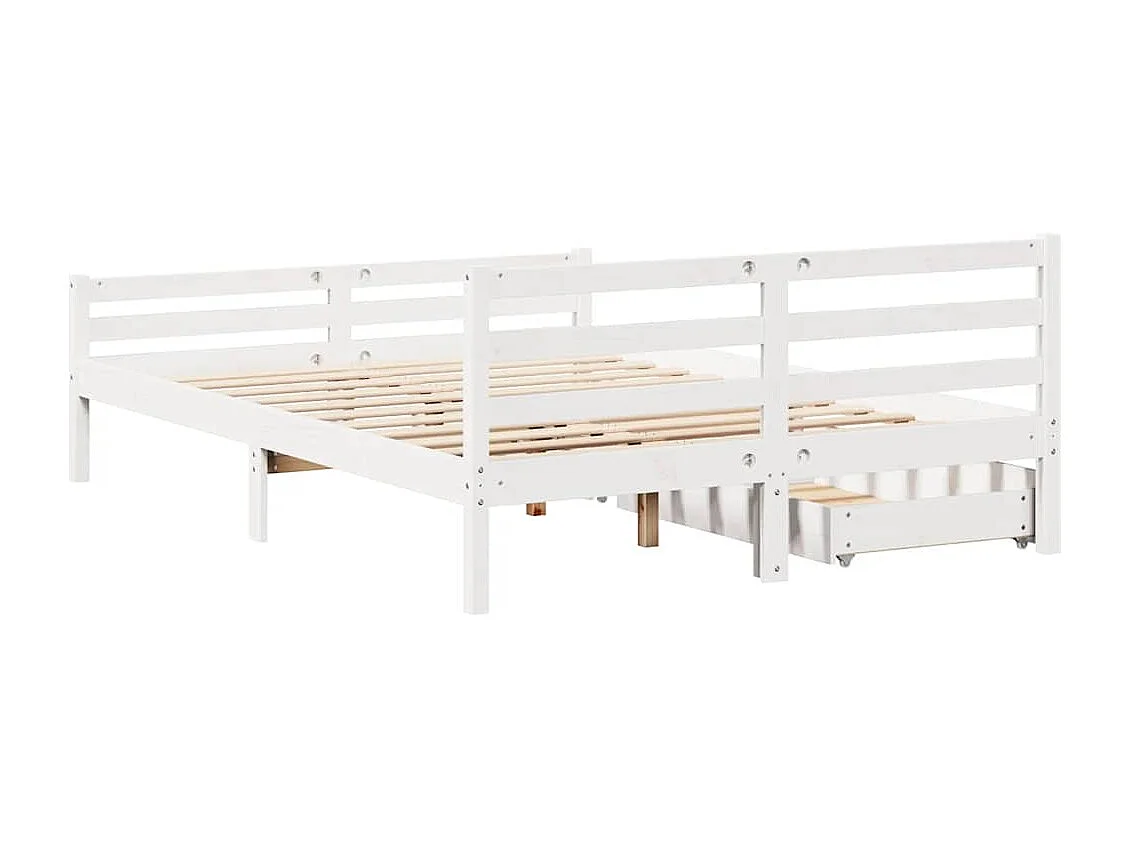 Lit double | Lit adulte | Cadre de lit blanc 150x200 cm bois de pin massif