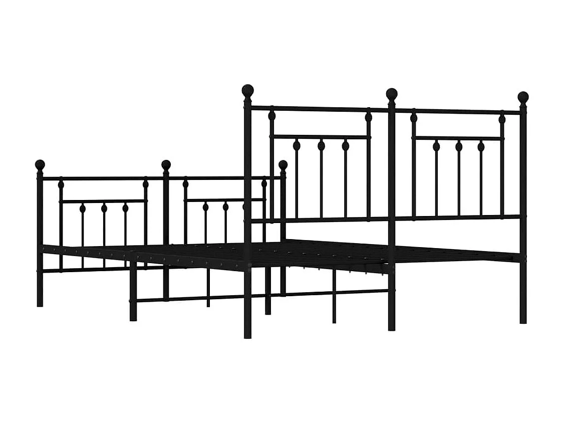 Lit double | Lit adulte | Cadre de lit métal avec pied de lit noir 140x190cm