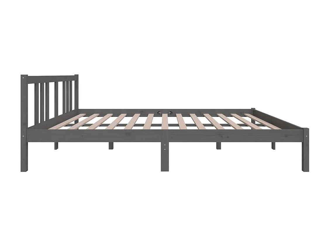 Lit double | Lit adulte | Cadre de lit gris bois massif 150x200 cm