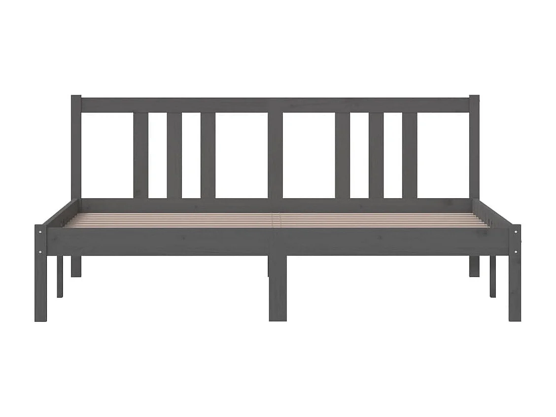 Lit double | Lit adulte | Cadre de lit gris bois massif 150x200 cm