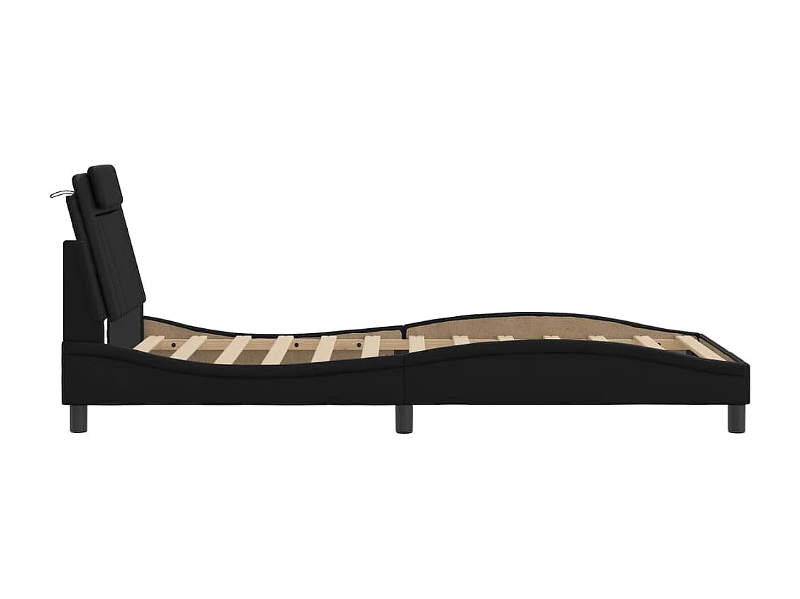 Lit simple | Lit adulte, enfant | Cadre de lit avec LED noir 100x200 cm