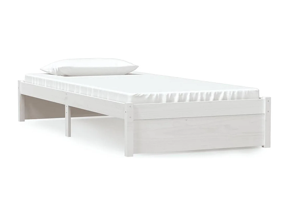 Lit simple | Lit adulte, enfant | Cadre de lit blanc bois massif 90x200 cm