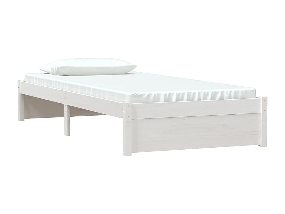 Lit simple | Lit adulte, enfant | Cadre de lit blanc bois massif 90x200 cm
