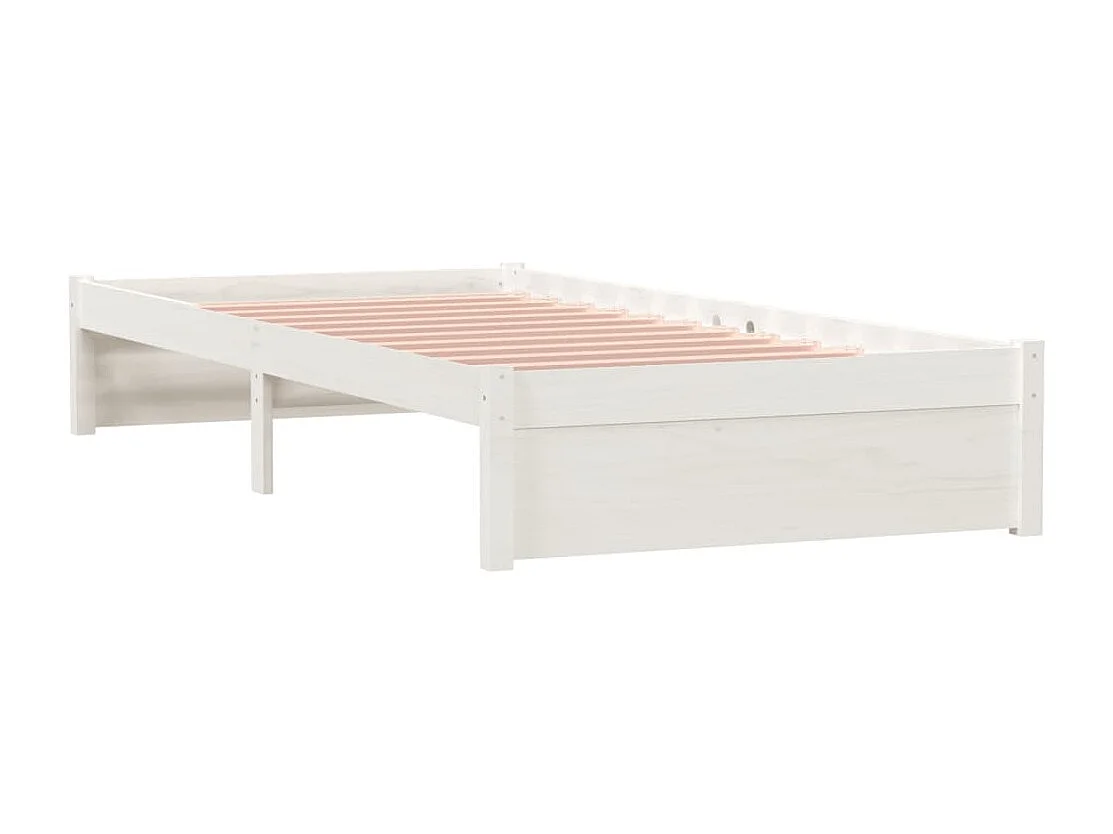 Lit simple | Lit adulte, enfant | Cadre de lit blanc bois massif 90x200 cm