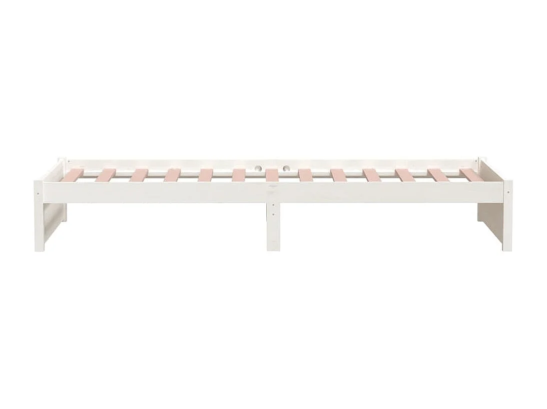 Lit simple | Lit adulte, enfant | Cadre de lit blanc bois massif 90x200 cm