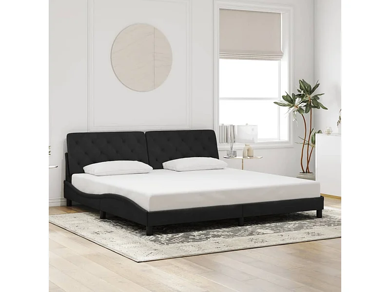 Letto per adulti | Letto matrimoniale | Giroletto senza Materasso Nero 200x200 cm in Velluto