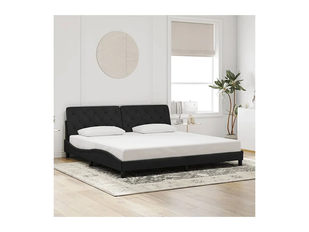 Letto per adulti | Letto matrimoniale | Giroletto senza Materasso Nero 200x200 cm in Velluto