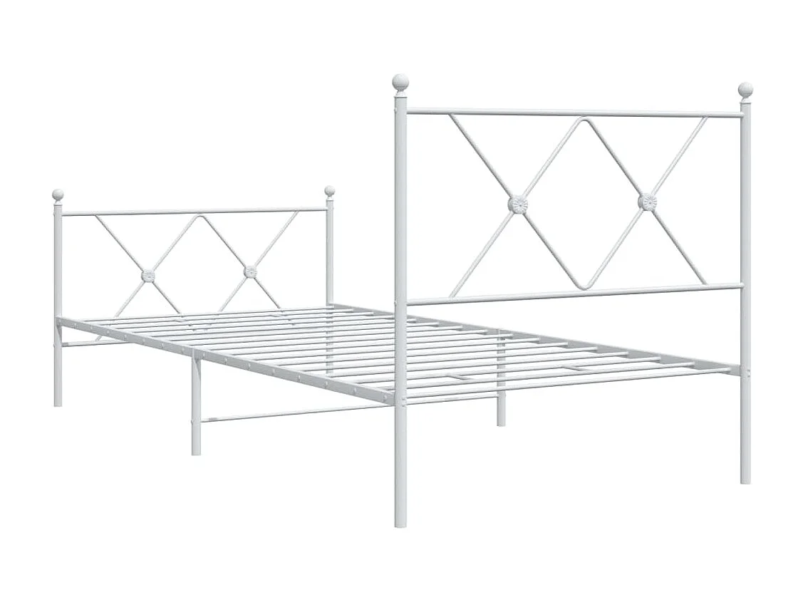 Lit simple | Lit adulte, enfant | Cadre de lit métal avec pied de lit blanc 90x190cm