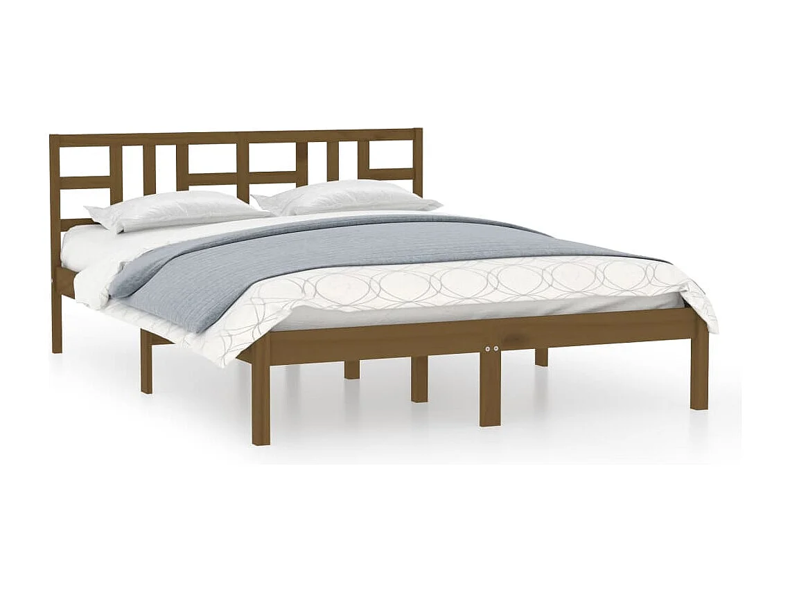 Lit double | Lit adulte | Cadre de lit marron miel 200x200 cm bois massif