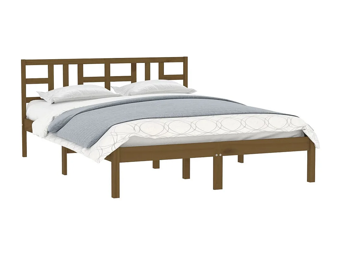 Lit double | Lit adulte | Cadre de lit marron miel 200x200 cm bois massif
