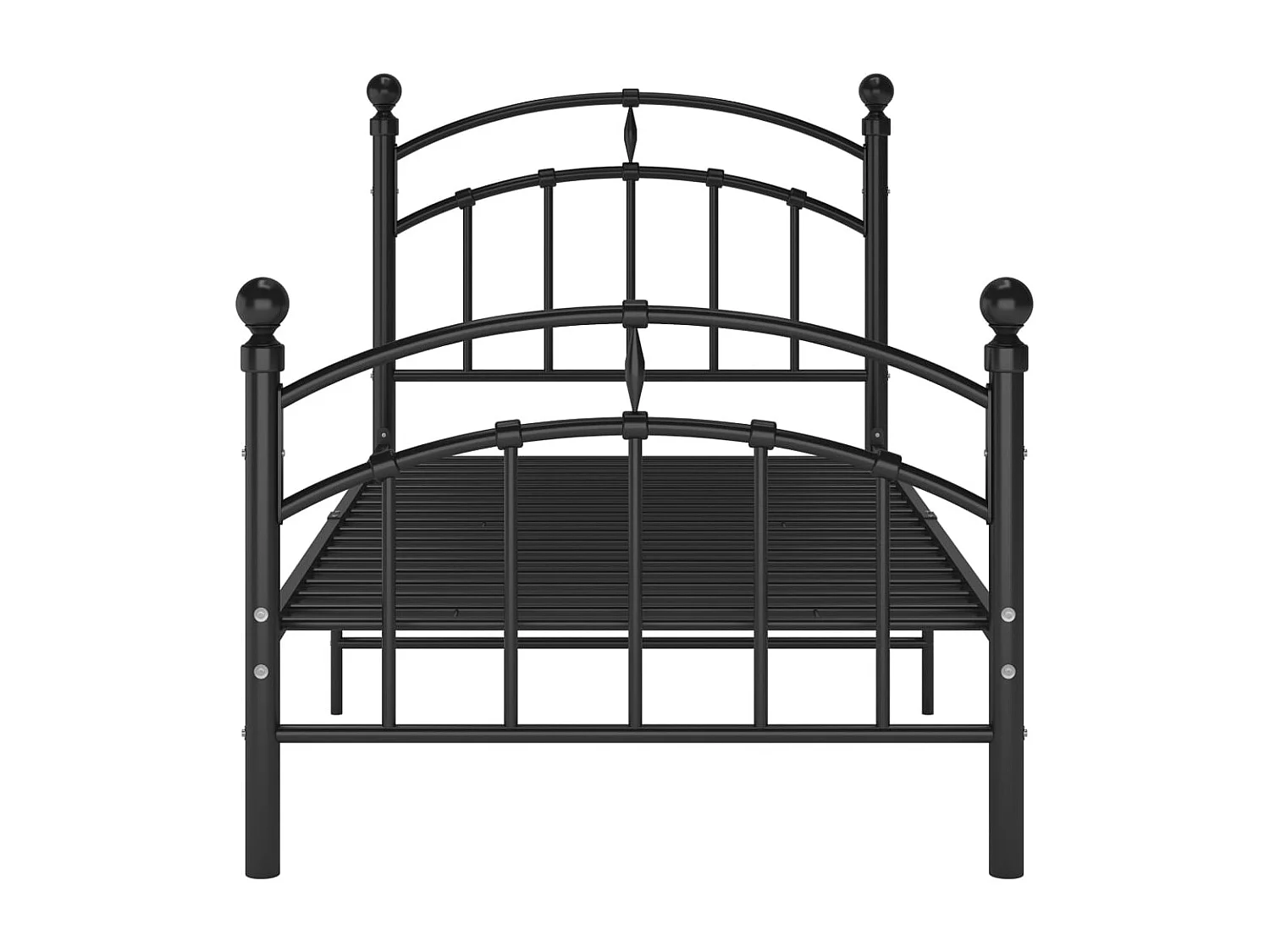 Lit simple | Lit adulte, enfant | Cadre de lit noir métal 100x200 cm