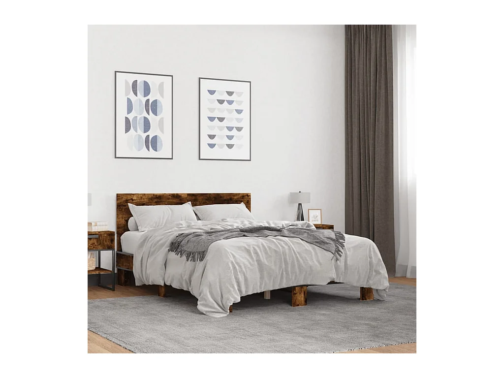 Lit double | Lit adulte | Cadre de lit chêne fumé 140x190 cm