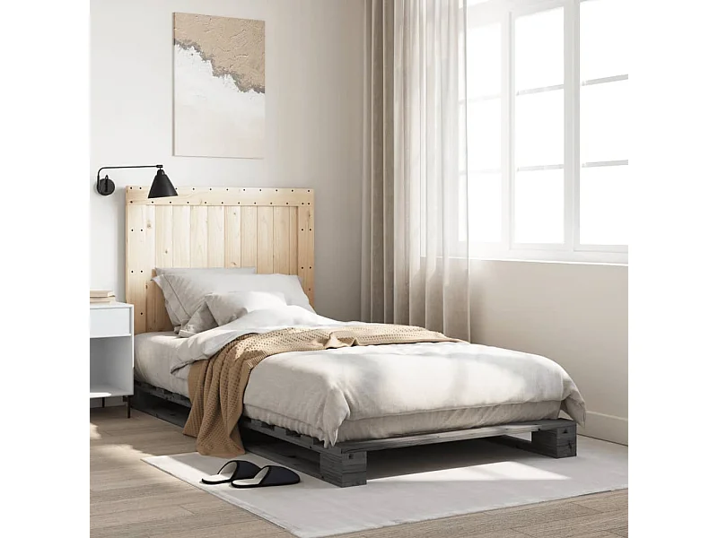 Lit simple | Lit adulte, enfant | Cadre de lit gris 100x200 cm bois massif de pin