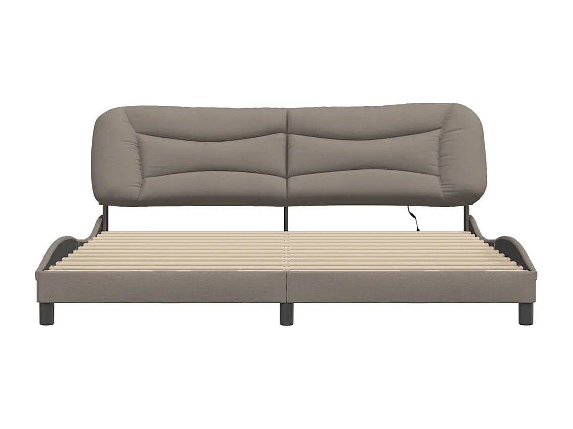 Lit double | Lit adulte | Cadre de lit avec LED taupe 200x200 cm tissu