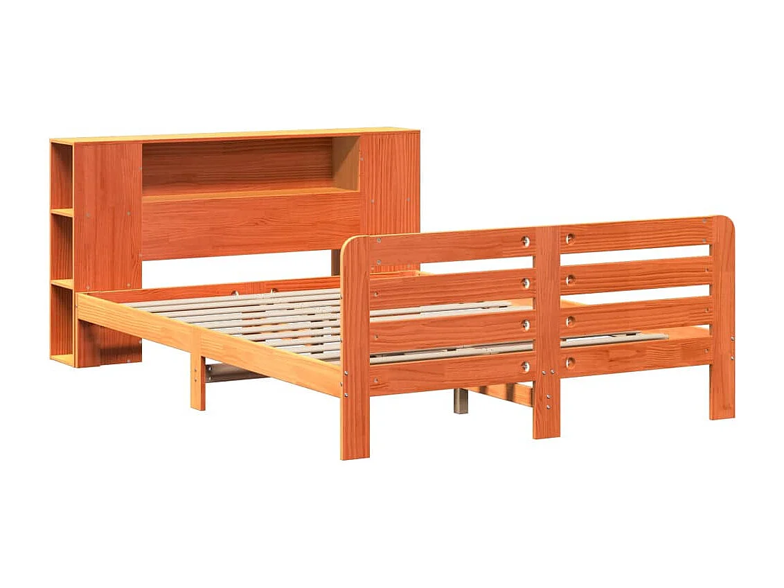 Letto per adulti | Letto matrimoniale | Giroletto senza Materasso Marrone Cera 150x200 cm Legno di Pino