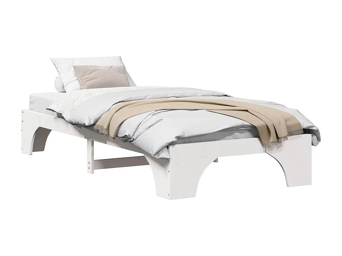 Lit simple | Lit adulte, enfant | Cadre de lit blanc 80x200 cm en bois de pin massif