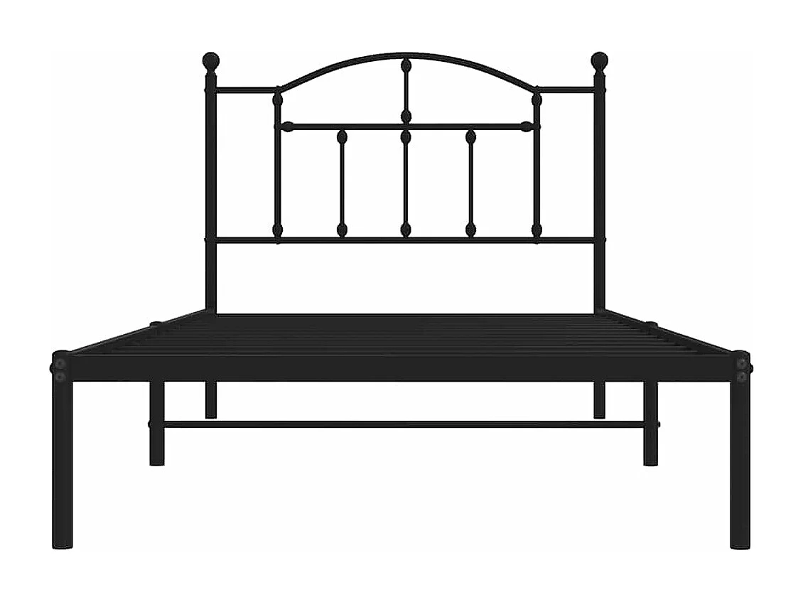 Lit simple | Lit adulte, enfant | Cadre de lit métal avec tête de lit noir 100x190cm