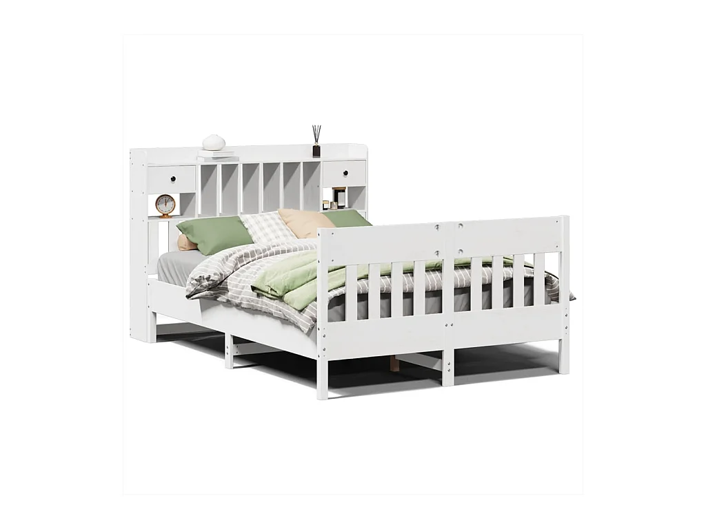 Letto per adulti | Letto matrimoniale | Giroletto senza Materasso Bianco 140x200 cm Legno Massello Pino