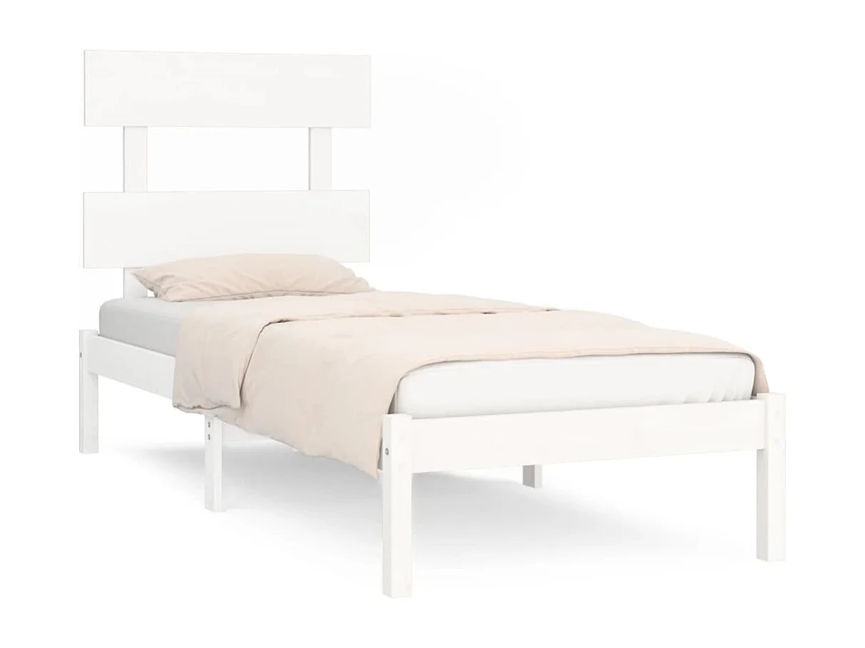 Lit simple | Lit adulte, enfant | Cadre de lit blanc 90x200 cm bois massif