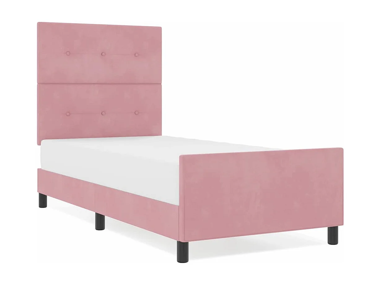 Lit simple | Lit adulte, enfant | Cadre de lit avec tête de lit Rose 90x200 cm Velours