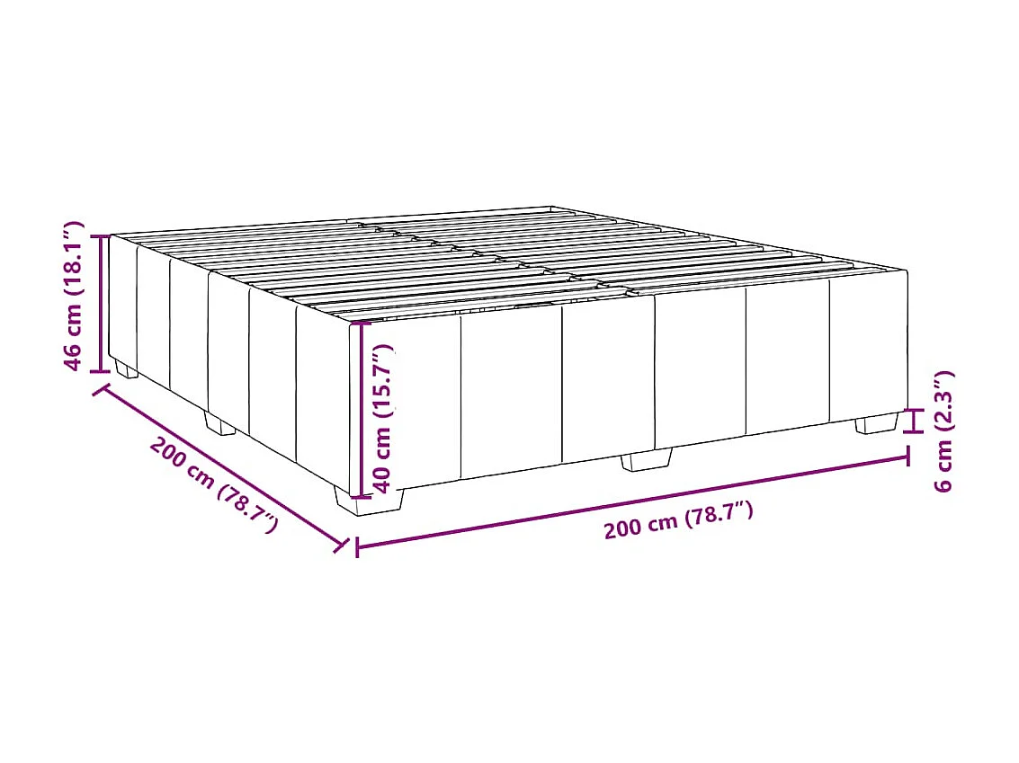 Letto per adulti | Letto matrimoniale | Giroletto senza Materasso Grigio Scuro 200x200 cm Tessuto