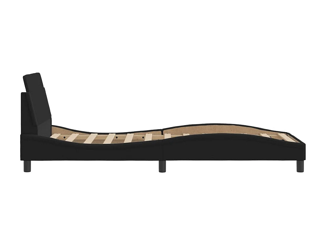 Lit simple | Lit adulte, enfant | Cadre de lit avec tête de lit noir 80x200 cm tissu