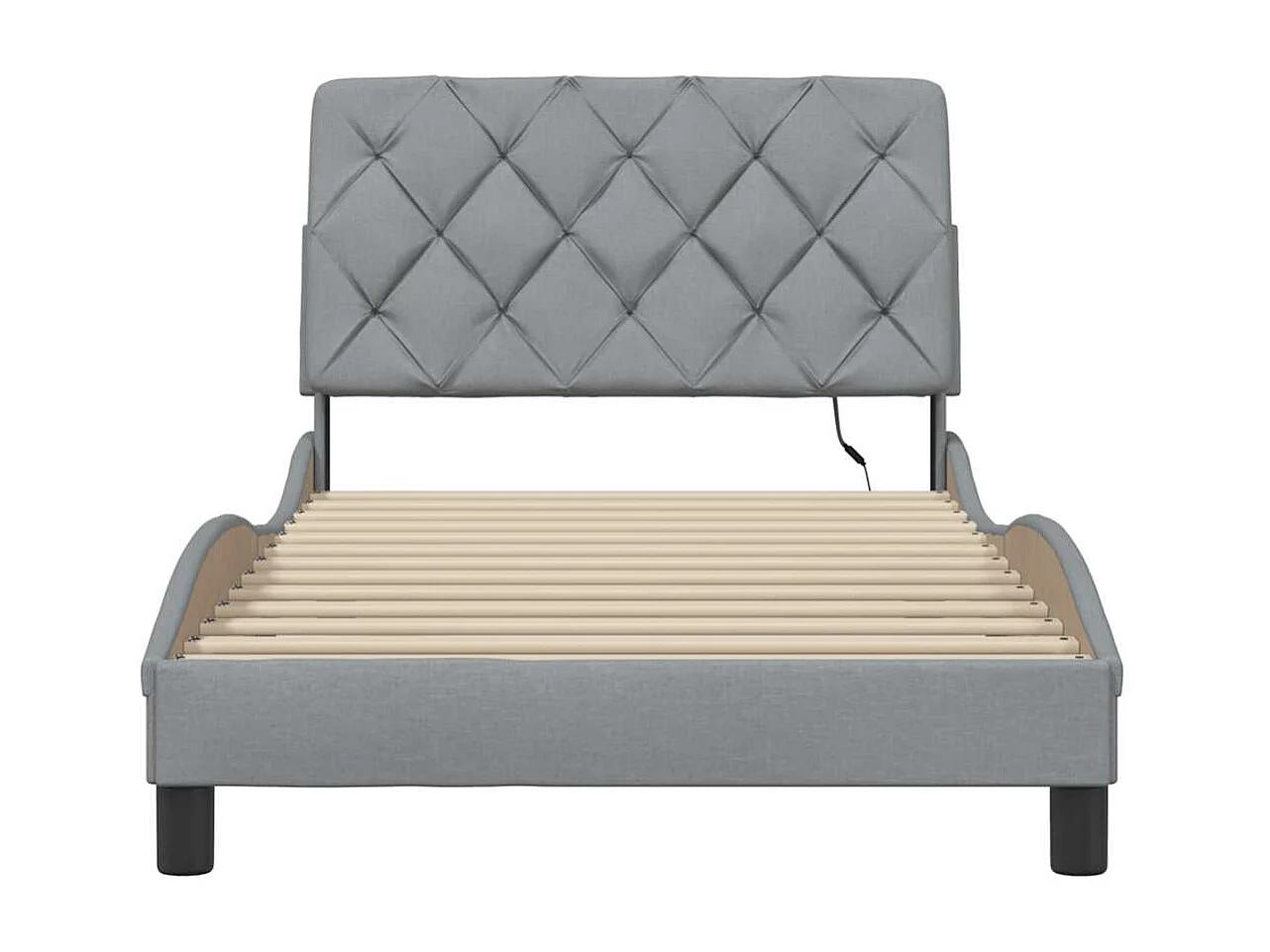 Lit simple | Lit adulte, enfant | Cadre de lit avec LED gris clair 100x200 cm tissu