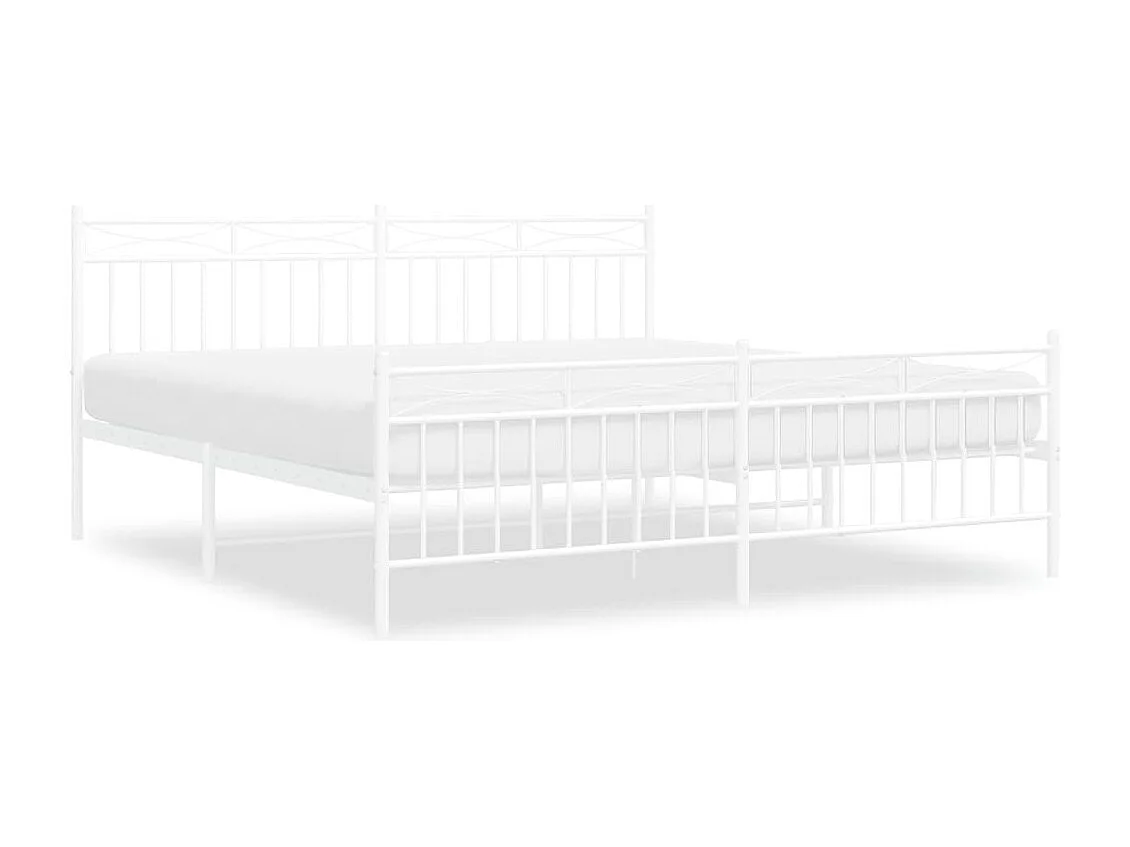 Lit double | Lit adulte | Cadre de lit métal et pied de lit blanc 183x213 cm
