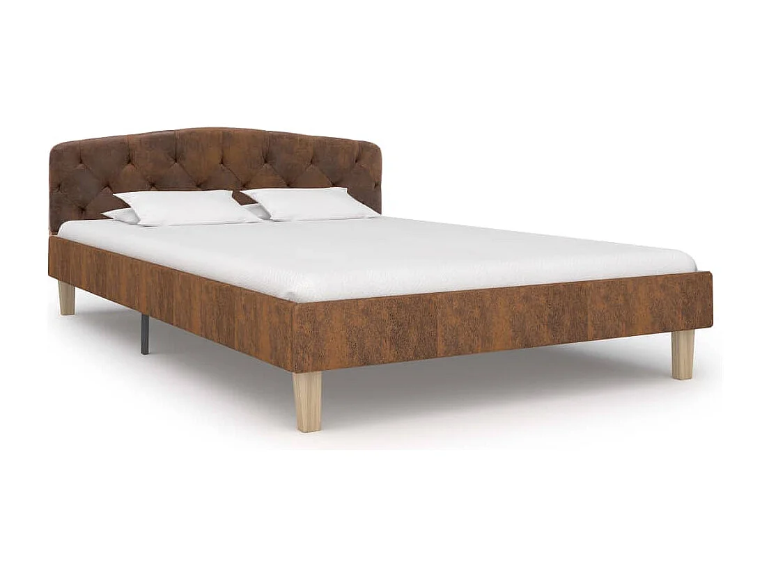 Lit simple | Lit adulte, enfant | Cadre de lit marron similicuir daim 120x200 cm