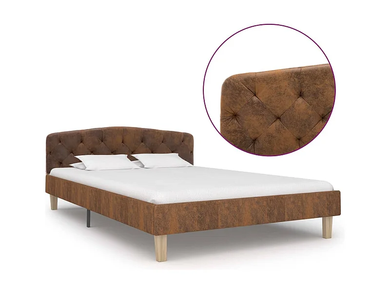 Lit simple | Lit adulte, enfant | Cadre de lit marron similicuir daim 120x200 cm