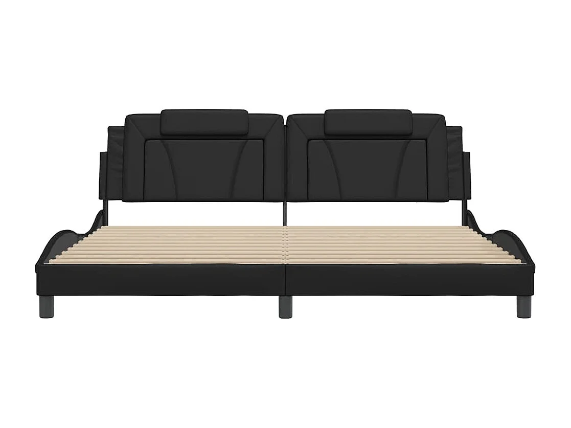 Lit double | Lit adulte | Cadre de lit noir 200x200 cm similicuir