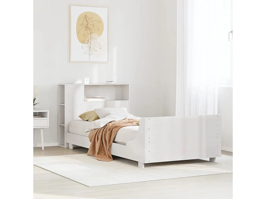 Letto per adulti | Letto singolo | Giroletto senza Materasso Bianco 75x190 cm Legno Massello di Pino