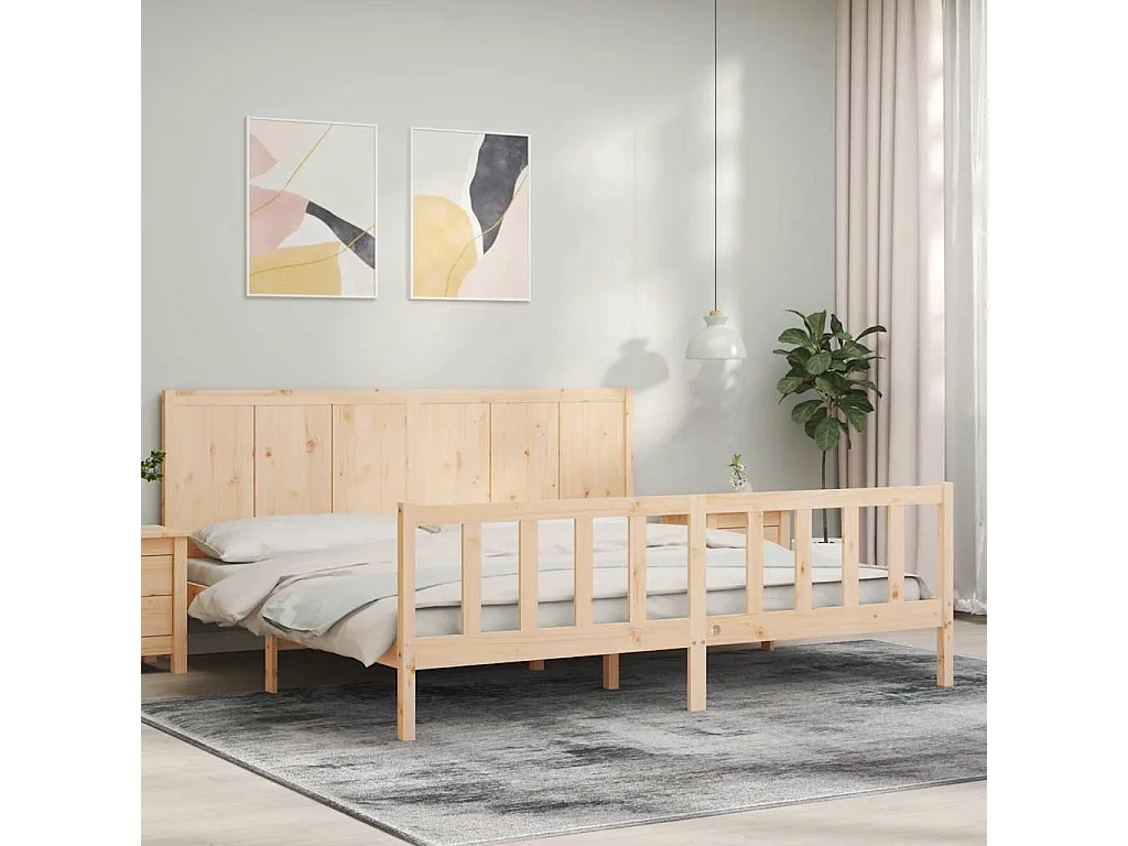 Lit double | Lit adulte | Cadre de lit 200x200 cm bois massif de pin
