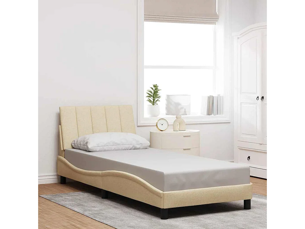 Letto per adulti | Letto singolo | Giroletto senza Materasso Hanko Crema 90x190 cm in Tessuto